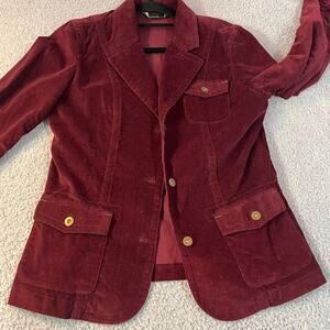 Eddie Bauer maroon corduroy long sleeve jacket button up sz 10 professor office